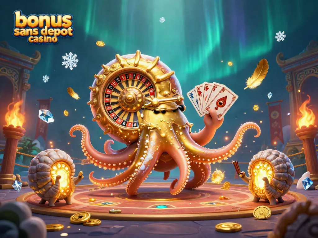 Jouez avec le bonus sans dépôt casino dans un monde 3D vibrant avec un nautilus et des éléments de jeu captivants.
